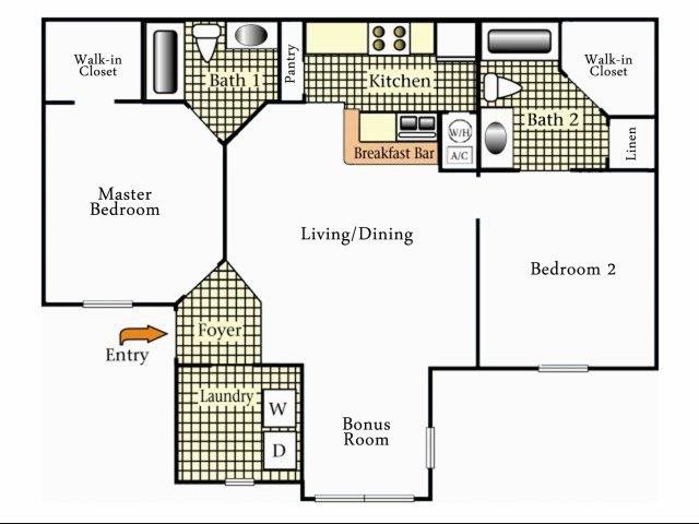 Two Bedroom Two Bath Floor Plan 2