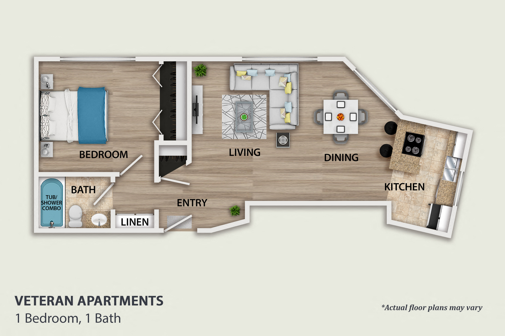 1 Bedroom, 1 Bath
