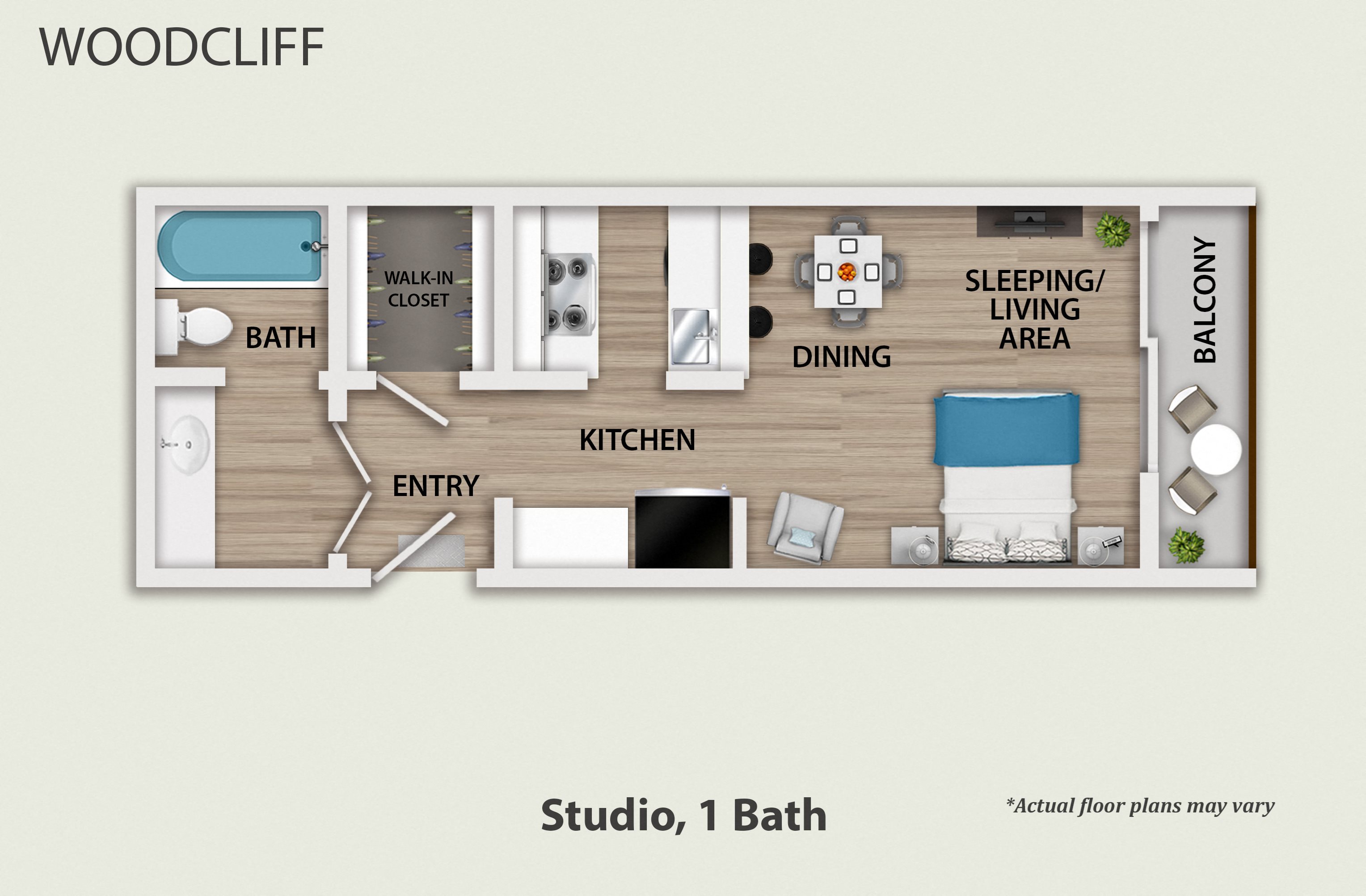 Studio, 1 Bath Studio Floor Plan 2