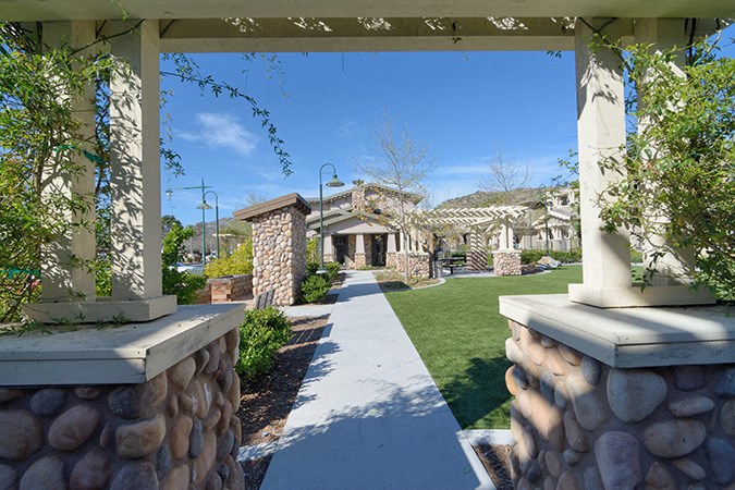 a view of the house from the front walkway