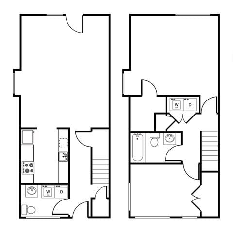 2 Bed 1.5 Bath Floor Plan 2