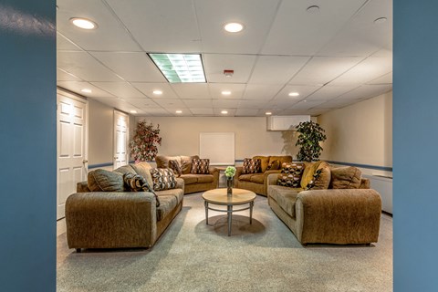A living room with two couches and a coffee table.
