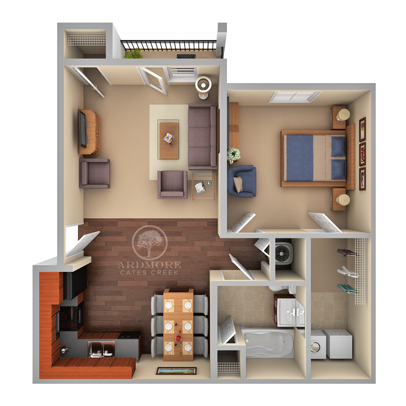 1 Bedroom Floor Plan 1