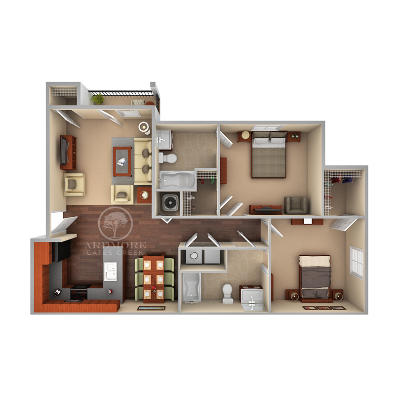 2 Bedroom Floor Plan 2