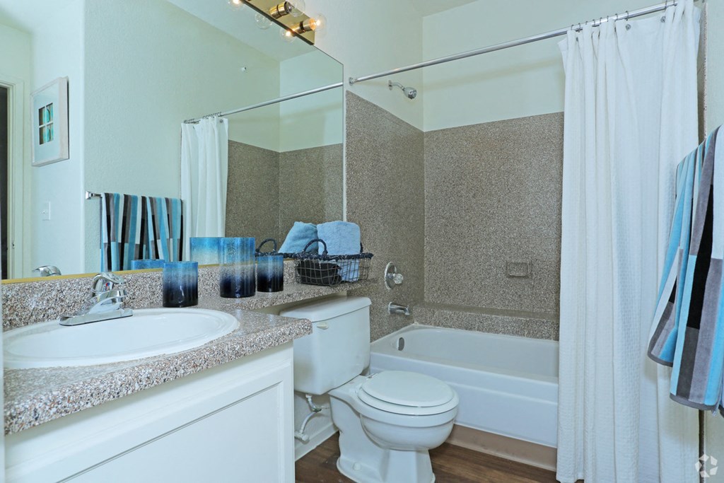 a bathroom with a sink toilet and a tub