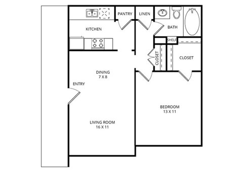 - The Camelia - 1 Bedroom 1 Bath Sq. Ft.: 625 at Forest Gardens, Texas, 75243