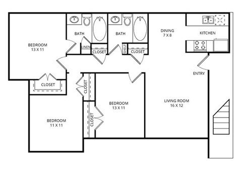 - The Hawthorne - 3 Bed, 2 Bath Sq. Ft.: 1,052 at Forest Gardens, Dallas, TX