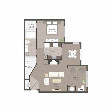 One Bedroom with Sunroom