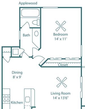 1 Bedroom Floor Plan