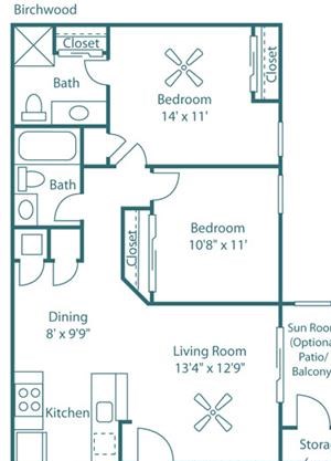 2 Bedroom Floor Plan