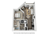 A1A One Bed One Bath Floor Plan A1A One Bed One Bath Floor Plan at Meridian at Fairfield Park, Wilmington