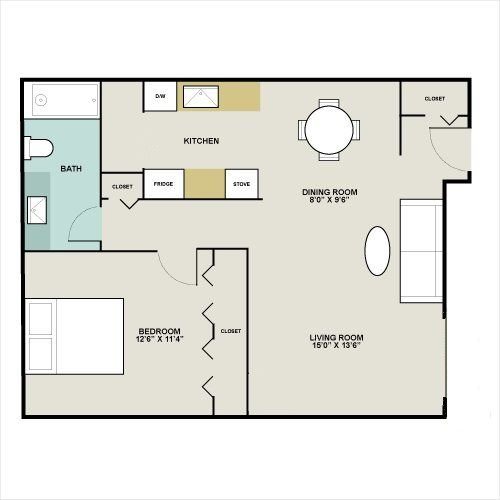 Homestead Apartments East Lansing The Meadow Floor Plan 1