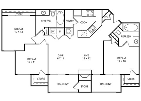 The Cove 3 Bed | 2 Bath | 1,208 Sq. Ft. at Vista Springs, Texas, 75067