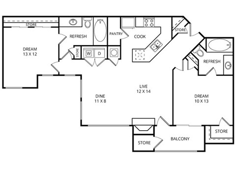 The Springs 2 Bed | 2 Bath | 1056 Sq.Ft. at Vista Springs, Texas