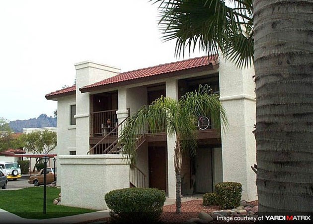 a house with a palm tree in front of it