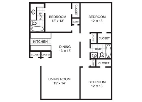The Penelope 3 Bed | 2 Bath | 1236 Sq. Ft. at Eastwood, Tyler, 75701