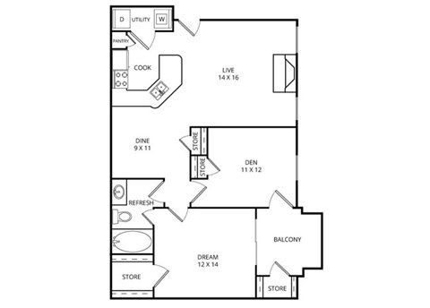 The Portside 1 Bed | 1 Bath | 918 Sq. Ft. at Edgewater, Lewisville, 75057