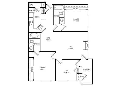 The Reef 2 Bed | 2 Bath | 1182 Sq.Ft. at Edgewater, Lewisville