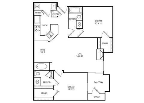 The Sand Dollar 2 Bed | 2 Bath | 1061 Sq. Ft. at Edgewater, Lewisville, Texas