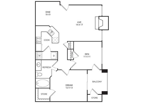 Village Library 1 Bed | 1 Bath | 901 Sq. Ft. at Edgewood Village, Texas