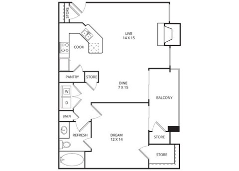 Village Park 1 Bed | 1 Bath | 801 Sq. Ft. at Edgewood Village, Lewisville