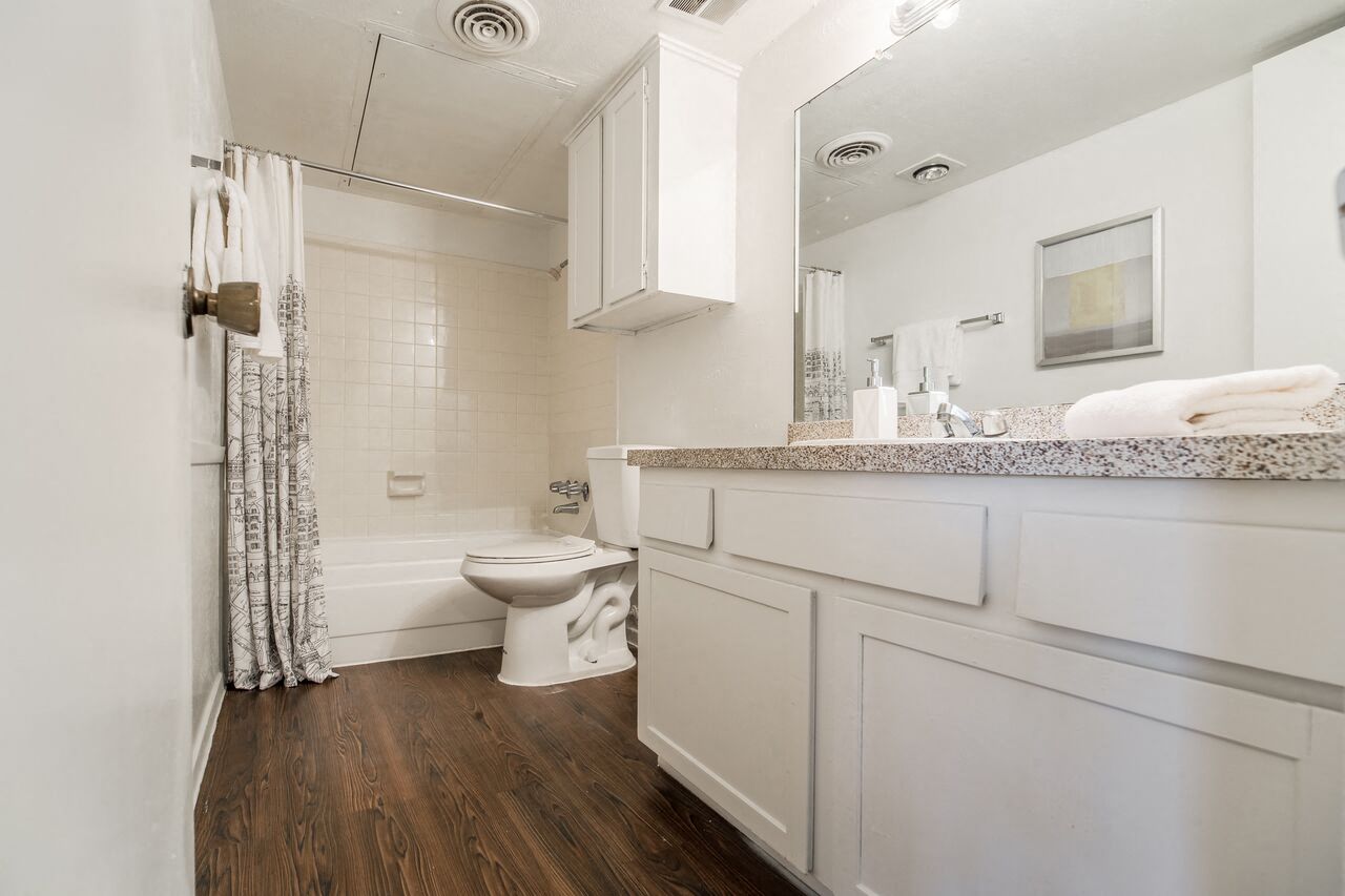 Large vanity in bathroom  at Garden Gate, Irving, 75061