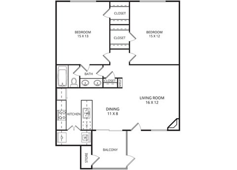 Bluebonnet 2 Bed 1 Bath 916 Sq Ft at Garden Gate, Texas