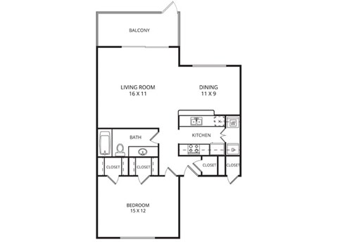 Rose 1 Bed 1 Bath 756 Sq.FT at Garden Gate, Irving, Texas