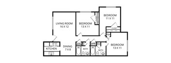 Magnolia Floor Plan at Garden Park, Irving, TX