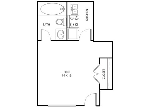 Manzanillo Studio | 1 Bath | 355 Sq. Ft. at Parkwood, Irving