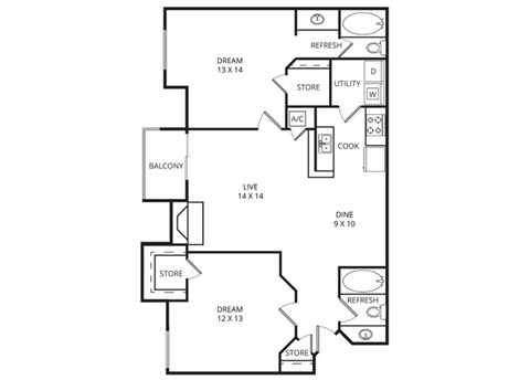 Cottonwood Floor Plan at Plaza DeVille, Texas