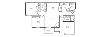 Redwood Floor Plan at Plaza DeVille, San Antonio, TX, 78240
