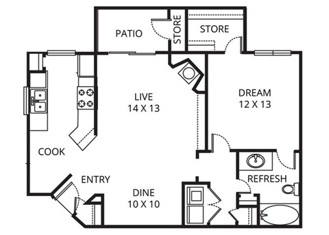 The Rembrandt 1 Bed | 1 Bath | 840-864 Sq.Ft. at Prestonwood Hills, Texas, 75093