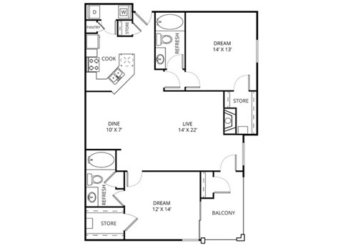 Chardonnay 2 Bed | 2 Bath | 1187 Sq.Ft. at The Remington, Lewisville