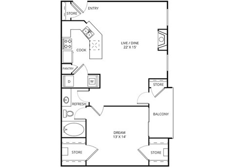 Sauvignon 1 Bed | 1 Bath | 808 Sq.Ft. at The Remington, Lewisville, TX, 75067