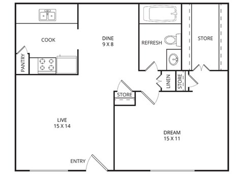 Magnolia 1 Bed | 1 Bath | 740 Sq. Ft. at Wildwood, Temple, 76504