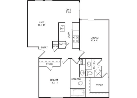 Mulberry 2 Bed | 2 Bath | 1000 Sq. Ft. at Wildwood, Temple