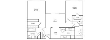 Oak Floor Plan at Wildwood, Temple, TX, 76504
