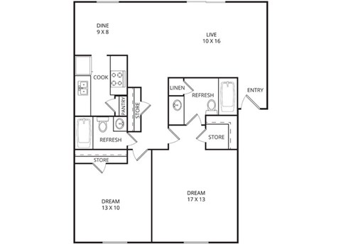 Pecan 2 Bed | 2 Bath | 1100 Sq. Ft. at Wildwood, Texas, 76504