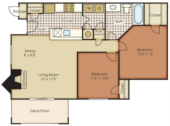 Catawba Two Bed One Bath Floor Plan Catawba Two Bed One Bath Floor Plan at One Norman Square, Cornelius, NC