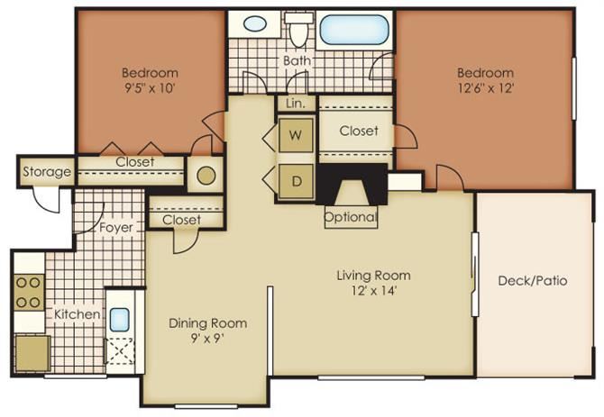 Charlotte Two Bed One Bath Floor Plan Charlotte Two Bed One Bath Floor Plan at One Norman Square, Cornelius, 28031