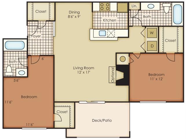 Cornelius Two Bed Two Bath Floor Plan Cornelius Two Bed Two Bath Floor Plan at One Norman Square, Cornelius, North Carolina