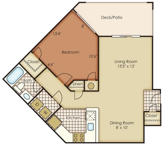 Huntersville One Bed One Bath Floor Plan Huntersville One Bed One Bath Floor Plan at One Norman Square, North Carolina