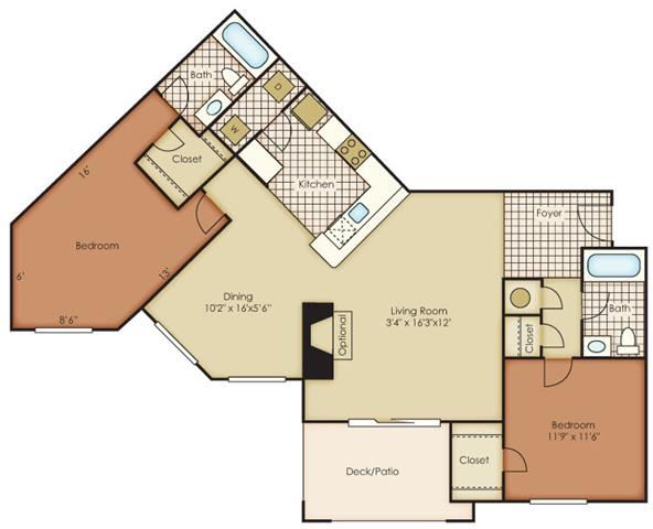 Jetton Two Bed Two Bath Floor Plan Jetton Two Bed Two Bath Floor Plan at One Norman Square, North Carolina, 28031