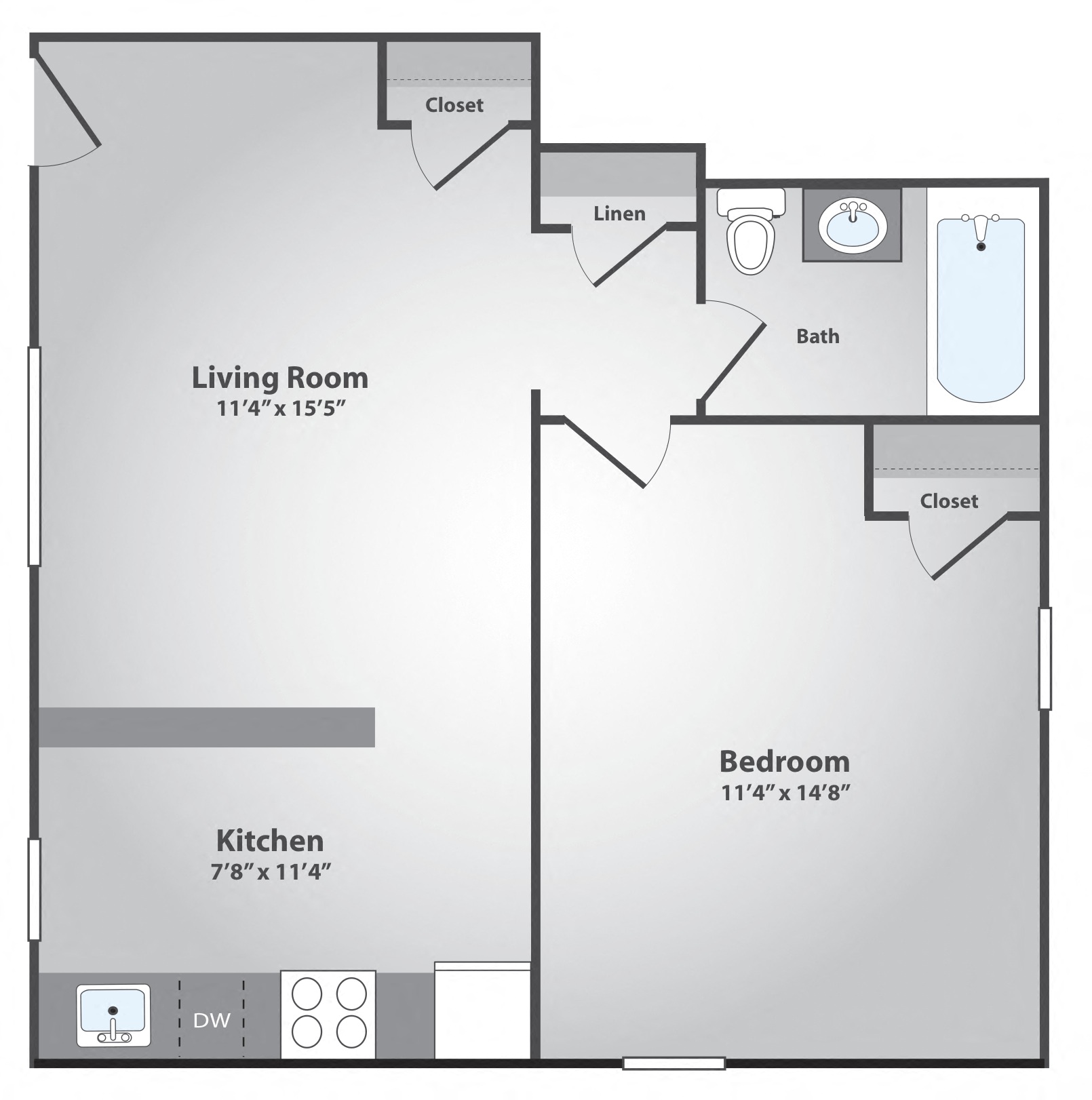 1 Bedroom, 1 Bath