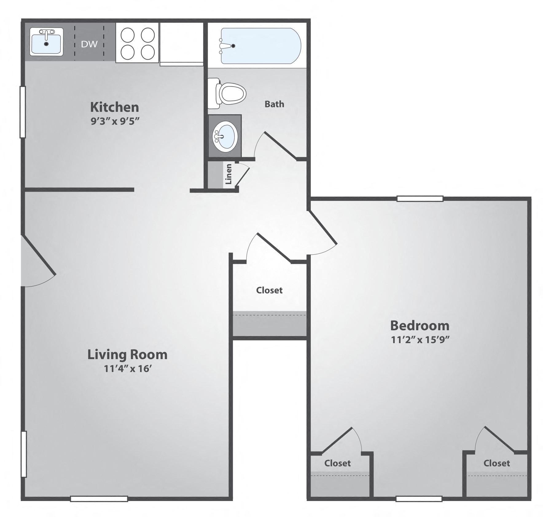 1 Bedroom, 1 Bath