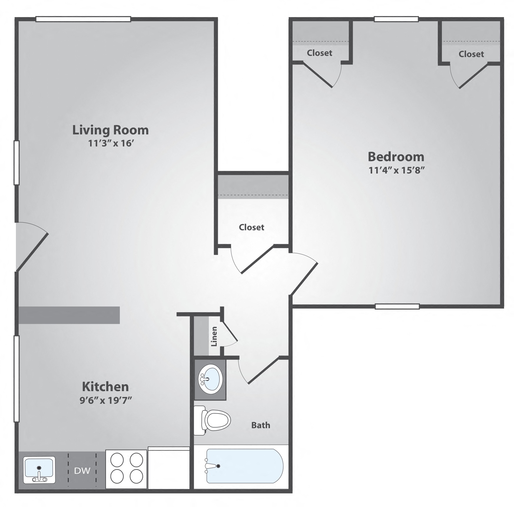 1 Bedroom, 1 Bath