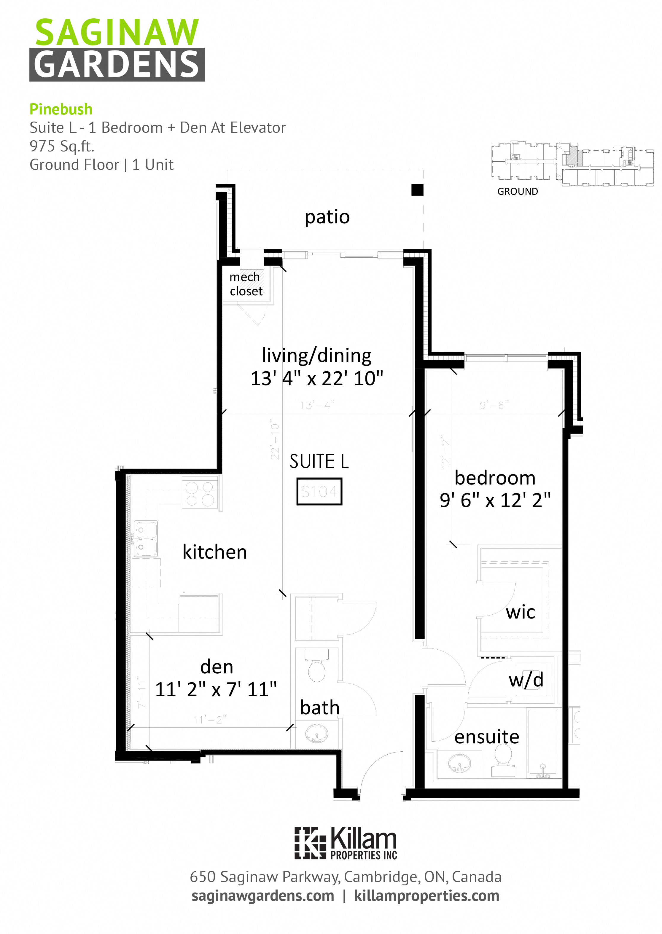 Pinebush Suite L - 1 Bedroom + Den At Elevator