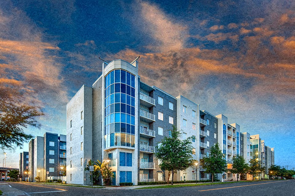 a renderingexterior view of a apartment building