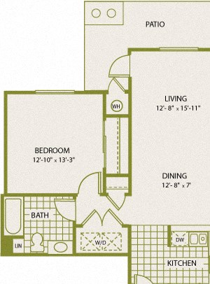 Plan 3 Plan 3 – 1 Bedroom 1 Bath Floor Plan Layout – 778 Square Feet